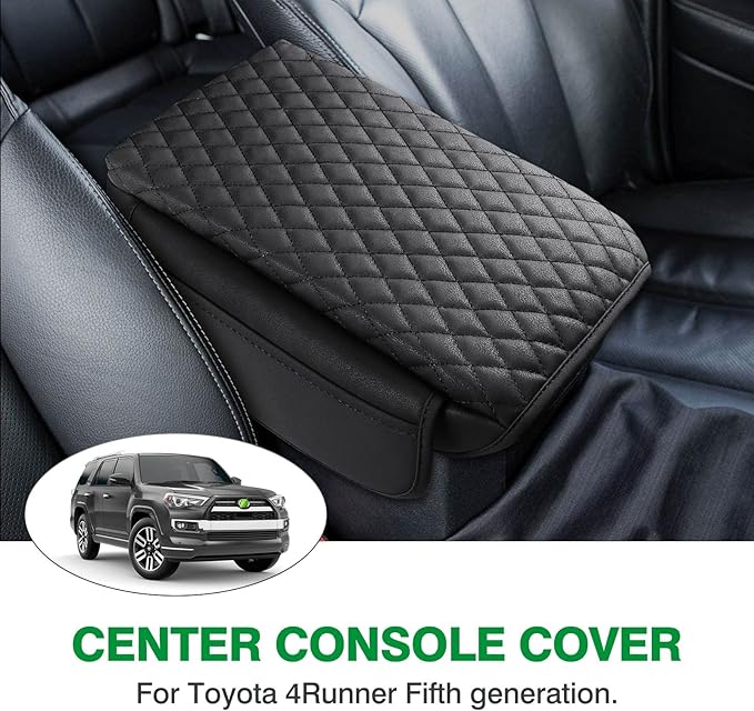 Shademax for Toyota 4Runner Center Console Cover, Armrest Cover for Toyota 4Runner Accessories 2010-2023 2024, Center Console Pad PU Leather Armrest Seat Box Cover Protector with Pockets Storage Bag