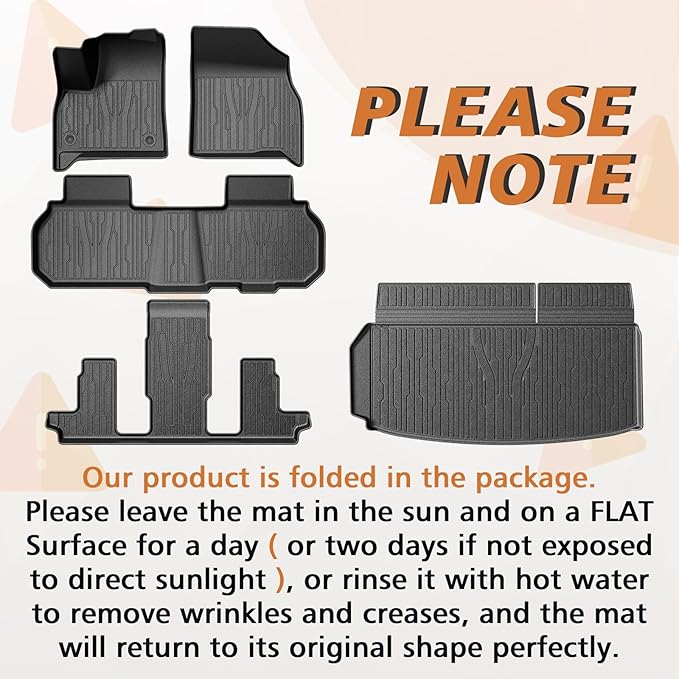 TripleAliners Floor Mats&Trunk Mat All Weather Car Liners Compatible with 2024+GMC Acadia/Chevy Traverse&2025 Buick Enclave Accessories TPE Custom Fit Full Set Liners Protection(Floor Mats+Trunk Mat)