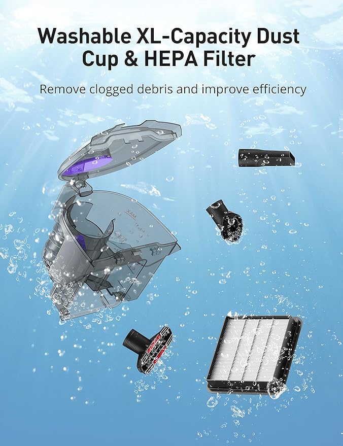 Aspiron Canister Vacuum, Upgraded 1600W Bagless Canister Vacuum Cleaner, Auto Cord Rewind, H13 HEPA Filter, 3.7Qt Large Capacity, 5 Tools for Hard Floors, Carpet, Pet, Upholstery, Tiles, Car, Violet
