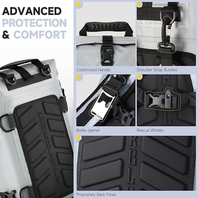 Motorcycle Tail Bag, 15L Waterproof Motorcycle Saddle Bag, 2 Size and 3 Color Options Luggage Bag, PVC Travel Bag, Rear Seat Bag, Stone Grey GT-15GRY