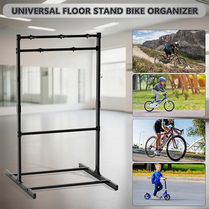 Freestanding Bike Storage Rack, Heavy-Duty Steel Vertical Bike Rack for Indoor Outdoor Floor Stand Max 8 Bike Bicycle Organizer, 600LBS Bike Storage Rack for Home and Garage