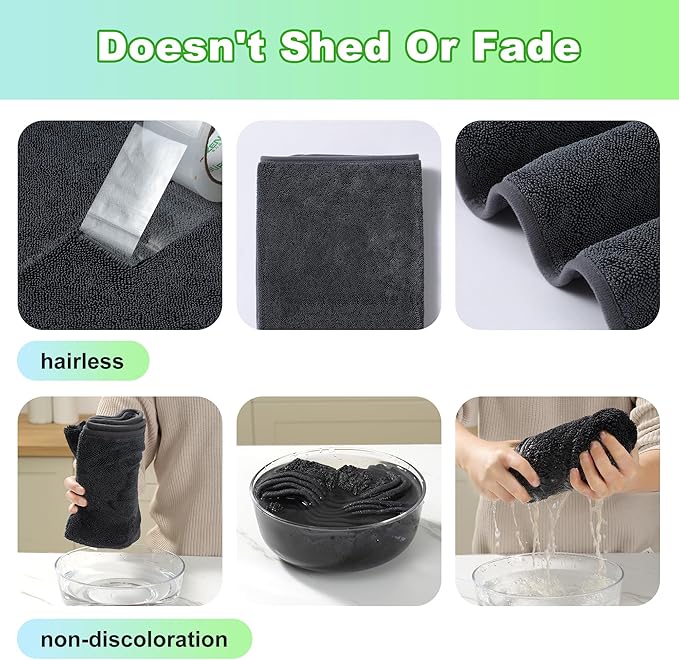 JOYMOOP Car Dry Towel, Quick Drying, Medium Size,Microfiber Cleaning Cloth, Dark Grey, 35.4 x 23.6 Inches, 3 Pack for Boates, RVs, SUVs, Trucks, Cars