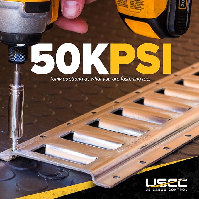 US Cargo Control E Track, Made in USA, 12 Gauge Steel, 5 FT Galvanized Rails (4-Pack), Horizontal E-Track Rails for Trailers, Garages, Cargo Vans, 6,000 Pounds Break Strength Per Slot