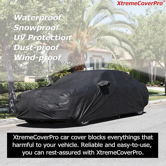 All Weather Waterproof car Cover Good for rain Snow uv Protection dust mid-Size Hatchback Big Wing sti Impreza Jetta Wagon Prius Black
