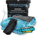 Microfiber towels for cars - 1300GSM X Large size Double twisted loop 2pcs - 70/30 Blend Quick Dry High absorbent Edgeless Streak free - Car drying towel for detailing 24x36″ & 12x12 (Grey+ Aqua Blue)