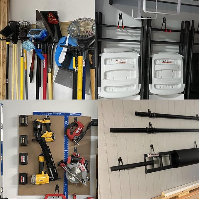Garage Storage Hooks - 7.5 Inch Long Wall Mount Hanger, Garage Organizer Heavy Duty Utility Hooks for Ladder, Ski, Chairs, Garden Tool, Bulk Items