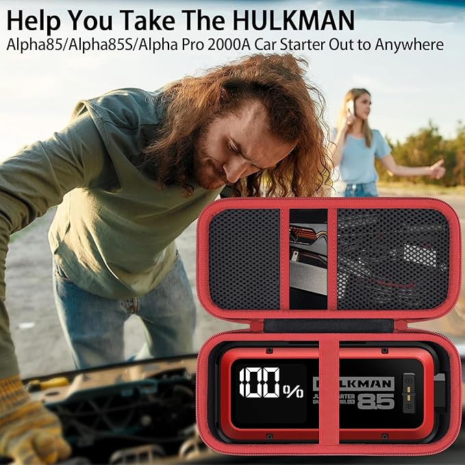 Aenllosi for HULKMAN Alpha85/Alpha85S/Alpha Pro Jump Starter Hard Carrying Case, Black+Red (Case Only)