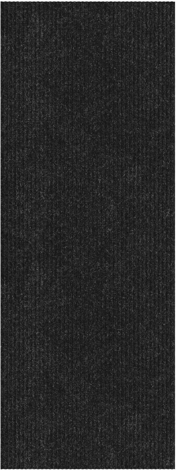 Ottomanson 2' x 20' Hallway Runner with Scraper Pile Extra Durable Non-Slip Rug Mat for Indoor & Outdoor Use - Ideal for Kitchen, Entryway, Patio & Garage - High-Traffic Carpet, Black