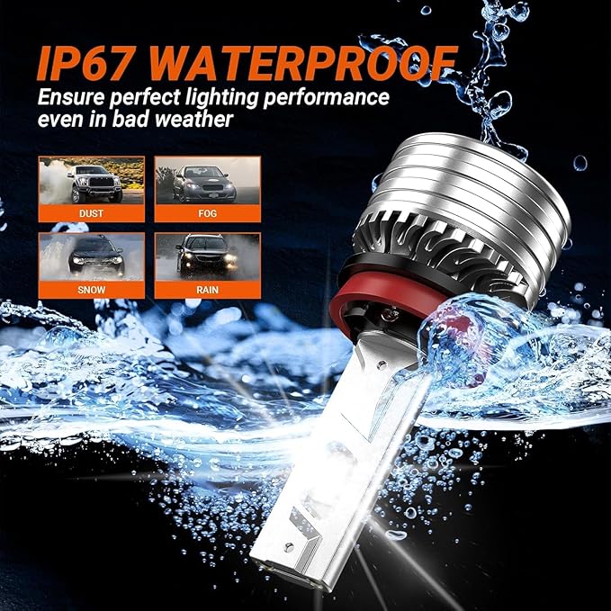 SEALIGHT X4I H7 Bulbs, 55000LM Super Bright H 7 Fog Bulbs with Adjustable Lock Ring, Cooling Fan, Plug and Play, Pack of 2