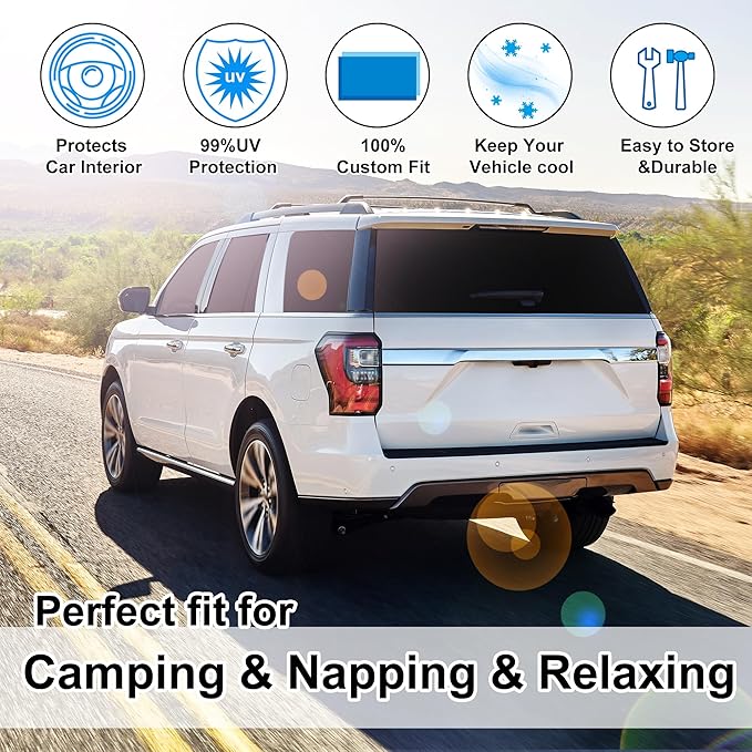 TTINGLU Window Shades for Ford Expedition SUV 2018-2024 Accessories Car Side Full Windows Rear Triangular Windshield Sun Shade Sun UV Rays & Privacy Protection for Camping,Napping,Relaxing 8PCS