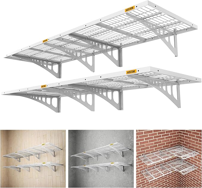 2x3ft 4Pack Wire Shelving Unit Heavy Duty Garage Storage Shelves Wall Mounted White 1120lbs Load Capacity（24-inch-by-36-inch）