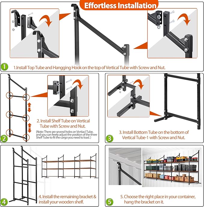 Shipping Container Shelving Storage Bracket 4Pcs Heavy Duty Cargo Shipping Container Shelf Shelving Brackets Universal