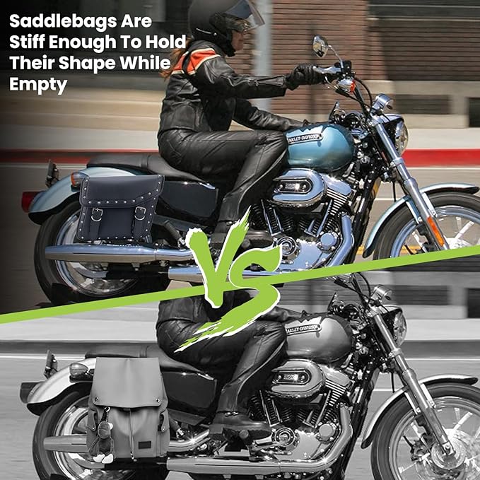30L Motorcycle Saddlebags Water-Resistant PU Leather Storage for Harley Sportster Softail Dyna Honda Shadow, Quick-Install Design with Reinforced Straps, Universal Fit Large Capacity Luggage Bags