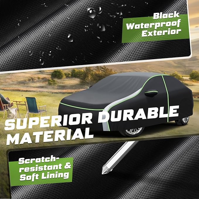Mixsuper Liner Car Cover for Honda Accord 2001-2026, 7 Layers Waterproof Car Cover Accessories for Honda Accord with Zipper Door, Windproof Straps, Reflective Strips, Anti-UV, All Weather