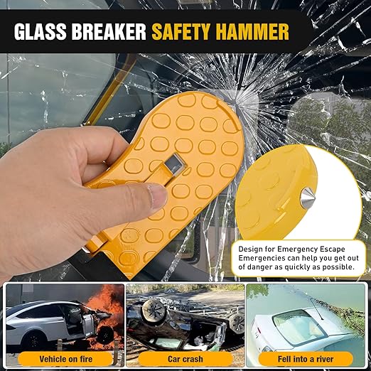 Nilight Car Door Step for Roof Access Universal Car Step Hook for Roof SUV Trucks Folding Aluminum Alloy Vehicle Door Latch Step Pedal with Glass Breaker Safety Hammer, Max Load 400lbs, 2 Pack Yellow