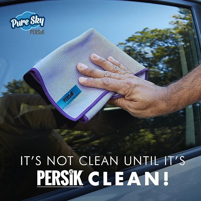 persik Pure-Sky Microfiber Cleaning Cloth - JUST ADD Water No Detergents Needed – Streak Free Magic Ultra Microfiber Polishing Towel - for Windows, Glass, Mirror and Screen - Leaves no Wiping Mark