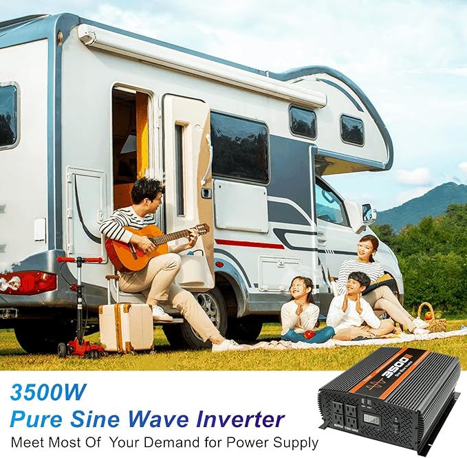 3500W Pure sine Wave Inverter 3500 watt Inverter 12 Volt Inverter RV Inverter Solar Inverter 12V to 120V Inverter 3500 watt Inverter Power Inverter with 4 Power outlets