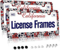 Stainless Steel Sugar Skull License Plate Frame Skull License Plate Holder Sugar Skull Car Accessories Day of The Dead Frame Witchy License Plate Frame for Women 12.3" X 6.3"