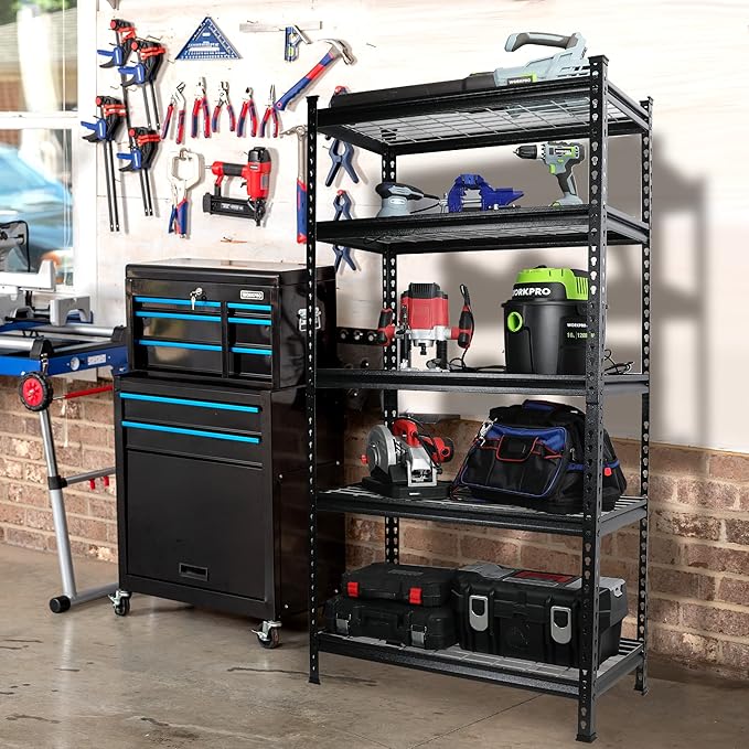 WORKPRO 5-Tier Metal Garage Shelving Unit, 36”W x 18”D x 72”H Storage Shelves, Adjustable Storage Rack Heavy Duty Shelf, 4000 lbs Load Capacity (Total), for Garage, Kitchen, Bathroom, Warehouse