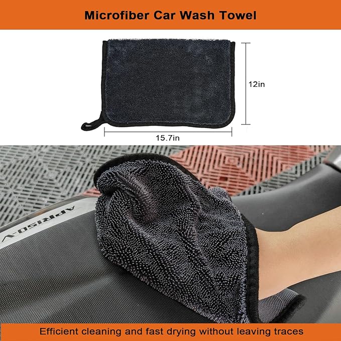 Motorcycle Cleaning Brush Kit 6 Pack with Easy Reach Brush,Wool Wash Mitt,Detailing Brush,Tire Brush,Chain Brush and Microfiber Towel for Cleaning Motorcycle Mudguard, Rims, Paint, Exhaust