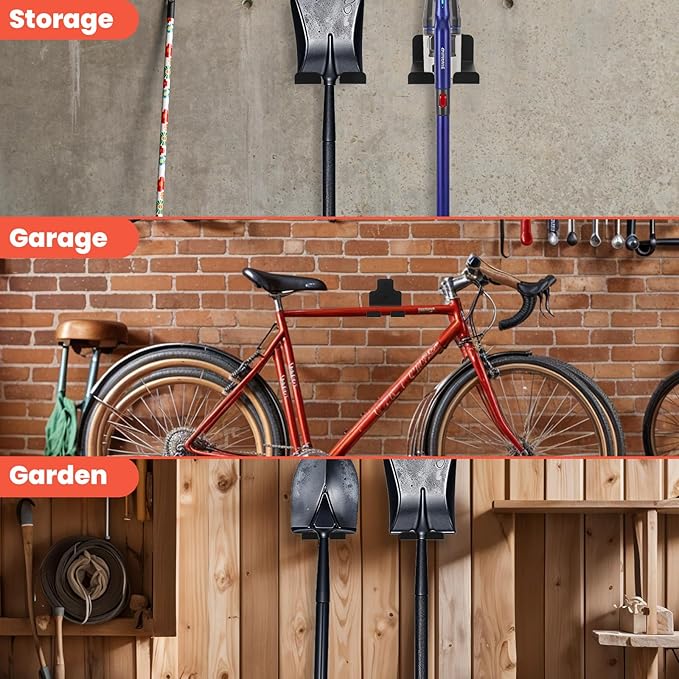 2 Pack Garage Organizer Trimmer Rack, Garden Power Tool Hanger Weed Whackers Holder Wall Mounted for Grass Trimmer, Hedge Trimmer, Garage Trimmer, Garden Tools