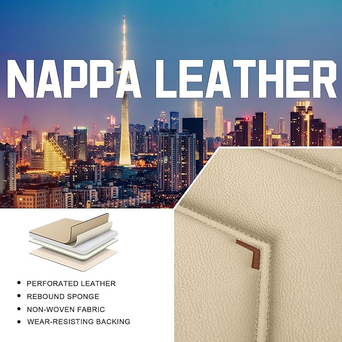 Car Seat Covers for Chrysler Pacifica 2004-2025, Stylish Sport Seat Cover, Premium Nappa Leather Car Seat Cover. Automobile Seat Covers Sets.(Standard 2 Seats/Beige)