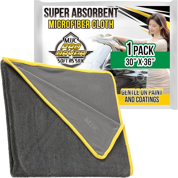 MJJC Pro Dryer Plush Silk Microfiber Drying Towel (30” x 36” (1-Pack)) Cars,Trucks, SUVs, RVs, Home