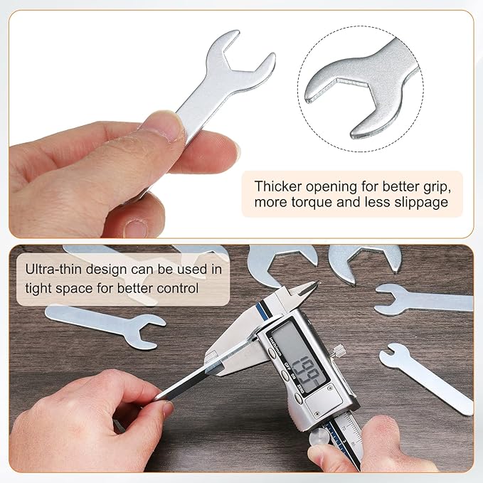HARFINGTON 10pcs Small Wrench 13x70x2mm Metric U-Shaped Single Open Ended Spanner Super Thin Flat Head Galvanizing Wrench for Automotive Repair Furniture Assembly