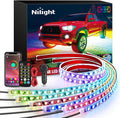Nilight 6Pcs Car Underglow Neon Accent Strip Lights 300 LEDs Multi Color RGB-IC DIY Sound Active Function Music Mode with APP Control and Remote Control Underbody Light Strip