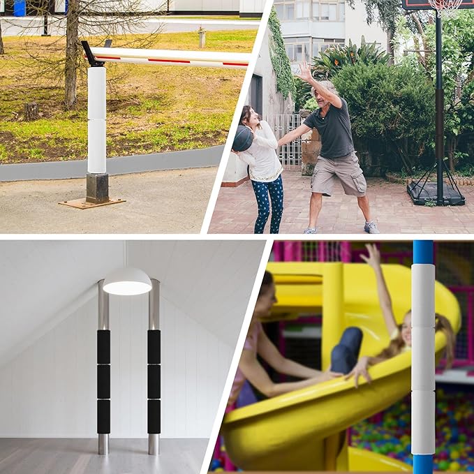 YeeBeny 4pcs Basement Pole Wrap, Garage Pole Padding with Anti Slip Fabric12x14.5 Inch, Pole Wrap Wood Roll, Column Wrap for Basketball Pole, Garage Pole, Playground Pole (Black, 15x12)