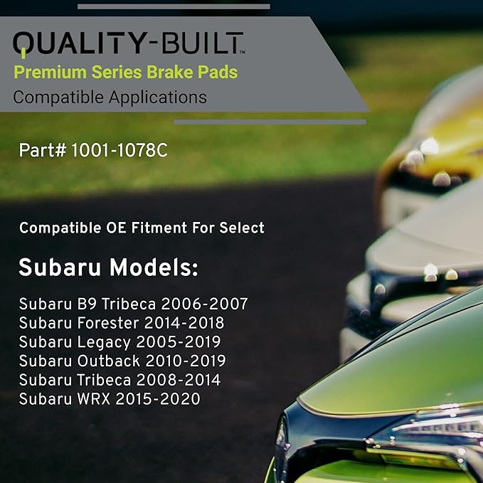 Premium Ceramic Front Brake Pads (1001-1078C) Compatible with Subaru B9 Tribeca 2007-2006, Forester 2018-2014, Legacy 2019-2005, Outback 2019-2010, Tribeca 2014-2008, WRX 2020-2015