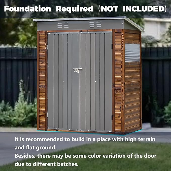 MyVoice 3x5 FT Wooden Outdoor Storage Shed with 4 Vents & 2 Adjustable Windows, DIY Cedar Tool Shed Kit, Garden Bike Firewood Storage, Waterproof Backyard Outdoor Shed for Patio, Lawn, Yard & Garage