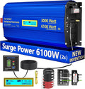 3000 Watt Pure Sine Wave Power Inverter 3000W 12V to 110V 120V AC, 6000W Surge Peak Power for 2 Seconds, UL Fuses, Compatible with Lithium Battery, Car Off-Grid Solar RV Truck Vehicle VOLTWORKS