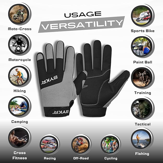 BYKR All-Weather Motorcycle Gloves for Men & Women – Protection for Dirt Bike, BMX, MX, and ATV Riding