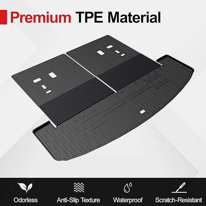 Floor Mats for 2025 Hyundai Santa Fe, All Weather TPE Cargo Mat with Backrest Mat Interior Car Mats Protection for Hyundai Santa Fe Calligraphy Accessories (Fit Hybrid and Fuel) 2024 2025