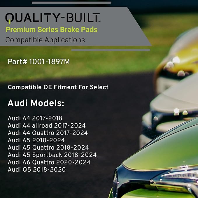 Premium Semi-Metallic Front Brake Pads (1001-1897M) Compatible with 2017-2024 Audi (A4/A4 allroad/A4 Quattro/A5/A5 Quattro/A5 Sportback/A6 Quattro/Q5)