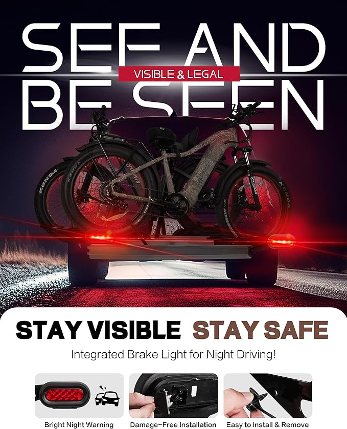 Young Bike Rack Brake Light & Plate Kit, 6 Inch 10LEDs Oval Red LED Tail Light 2PCS, FMVSS108 Certified, Waterproof Stop Turn Signal Tail Lights. Fits Young Hitch Racks, Add-on Attachment