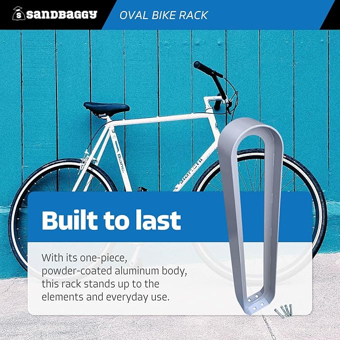 Sandbaggy Modern Commercial Bike Rack | 6.5” x 3” x 35” Oval Design | In-Ground | Anchor Bolts Included (Black, 3)
