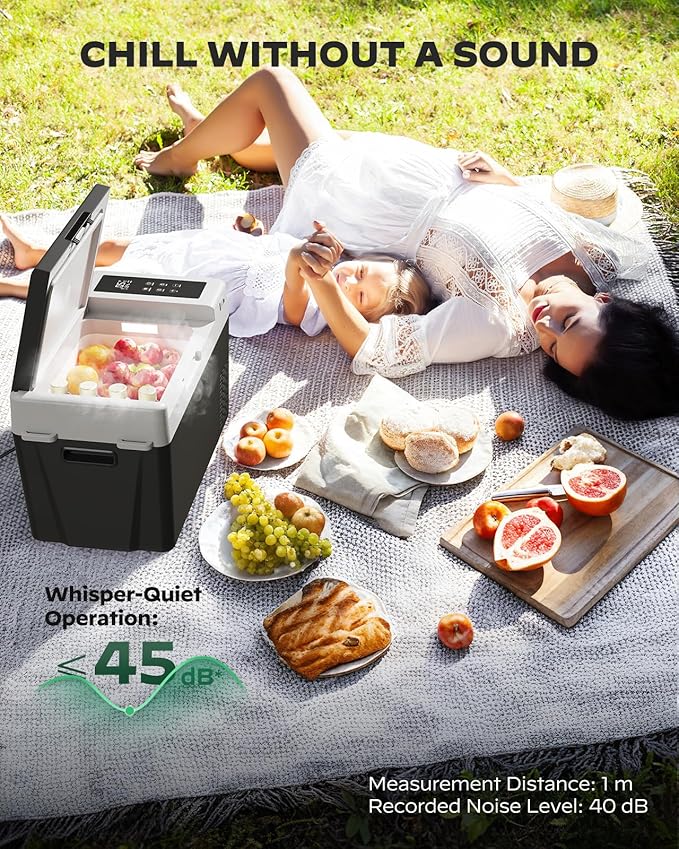 Marsail 12V Car Fridge 25QT Portable Freezer -4°F to 68°F, Compressor Cooler for Camping Travel Truck RV Home, Efficient Cooling & ECO Mode, Black