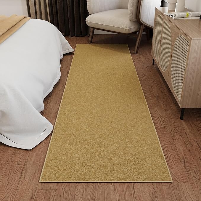 Ottomanson Hallway Runner Rug 2'7" x 9'10" Non Slip Solid Area Rugs Easy to Clean Laundry Rug Runner Durable & Pet Friendly Floor Carpet Runners for Hallways Entryway Living Room Kitchen, Beige