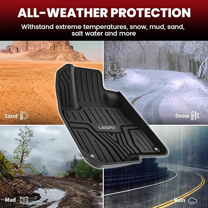LASFIT Floor Mats & Trunk Mat (Highest Position) for Honda CR-V 2017-2022 (NOT for Hybrid), All Weather Protection TPE Floor Liners 1st & 2nd Row & Cargo Mat in Upper Position Full Set, Black