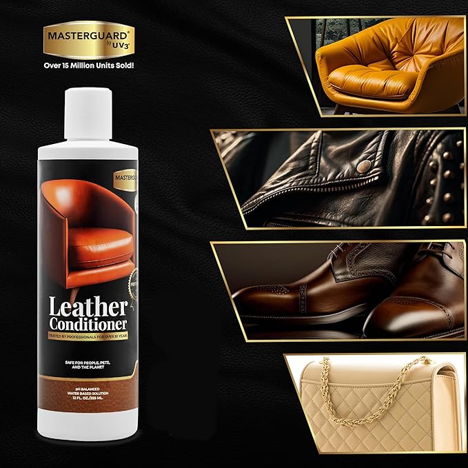 Water Based Solution Leather Cleaner and Conditioner w/ 2 Free Microfiber Cloths - Premium Saddle Soap for Car Interior, Furniture, Shoes, Boots, Couches, and Purses - Leather Restorer & Conditioner