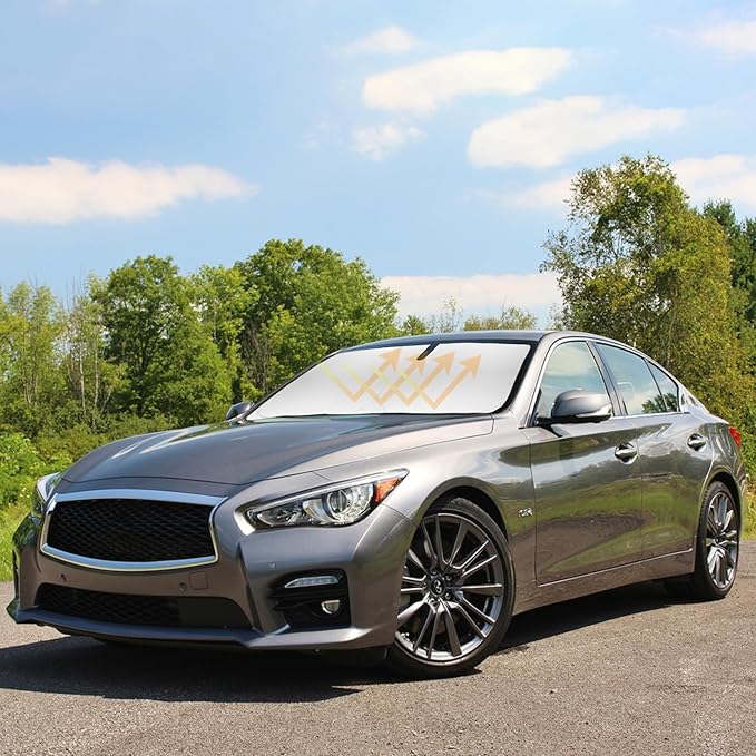 for Infiniti Q50 Windshield Sunshades for 2014-2024 2025 Infiniti Q50 Sedan Windshield Cover Foldable Front Window Shields 240T Coating Protector Sun Visor Blocks UV Rays Car Accessories