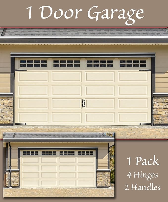 Household Essentials Hinge IT Premium Carriage House Handle & Hinge, Black Garage Door Magnet, 4 Hingle 2 Handles (Pack of 1)