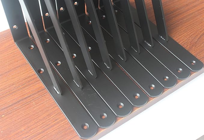 24 Pack L12 x H 8" Black Heavy Duty Shelf Brackets with Screws Metal Shelf Brackets Shelf Support Angle Brackets for Shelves L Brackets Heavy Duty Floating Shelf