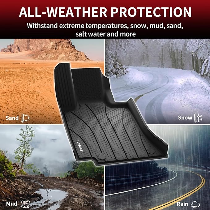 LASFIT Floor Mats for Mercedes Benz E Class E350 / E450 AMG / E53 2026 2025 2024 (Fit Sedan & All-Terrain), All Weather TPE Anti-Slip Floor Liners Fit for E Class 2024-2026, 1st & 2nd Row Set, Black