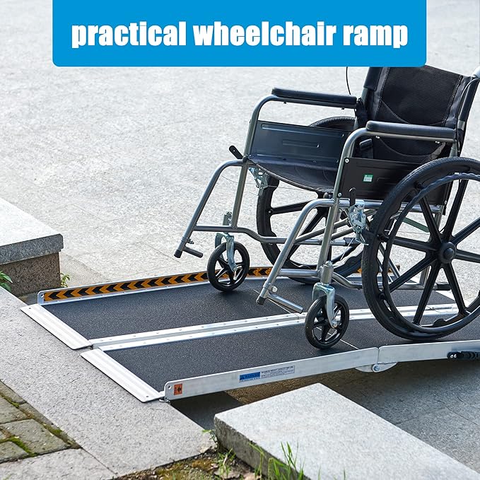 LEMNISCAT Wheelchair Ramp 5FT,Portable Wheel Chair Ramps for Steps,Non-Slip Aluminum Folding Handicap Ramps for Home Entry,Stair Ramp for Walker,Threshold Ramp for Doorways, Curbs,Car,Scooter