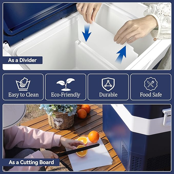 Car Fridge Portable 12V Refrigerator 45 Quart 12 Volt Freezer Compressor Cooler 12V/24V DC 110～240 V AC for Truck Van RV Camper SUV and Home Use