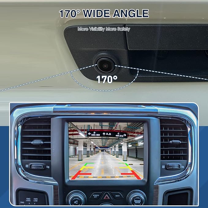 Rear View Backup Camera Compatible with RAM 1500 2500 3500 2013-2018 for Dodge Viper, for RAM 4500 5500 2013-2017, for Chrysler 200 Reversing Parking Assist Camera 56038978AL 56038978AK…