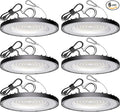 6 Pack UFO Led High Bay Light 150W(600W MH/HPS Equiv.), 21000lm, 5000K High Bay Led Lights with 5' Cable US Hook, IP65 Waterproof Commercial Lighting Fixture for Warehouse Workshop Barn Factory
